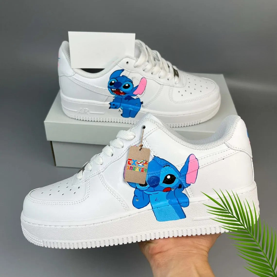 Custom Air Force 1 White Stitch Cartoon