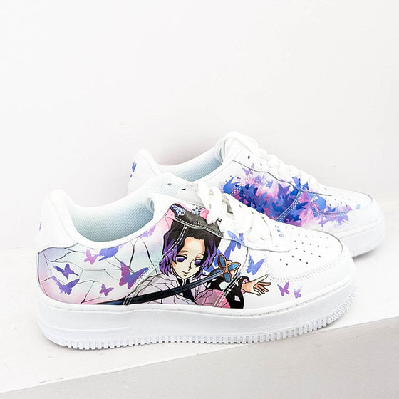 Custom Air Force 1 White With Anime Character And Purple Butterflies
