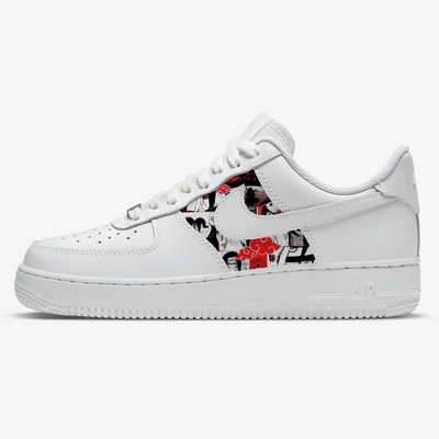 Custom Air Force 1 White With Black And Red Naruto Graphics