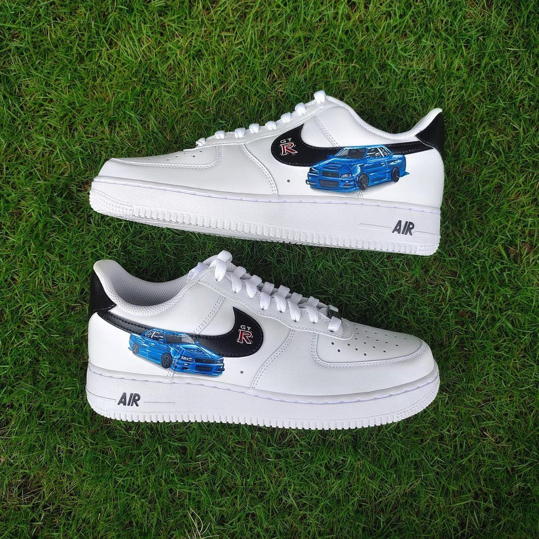 Custom Air Force 1 White With Blue Car Design