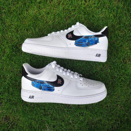 Custom Air Force 1 White With Blue Car Design