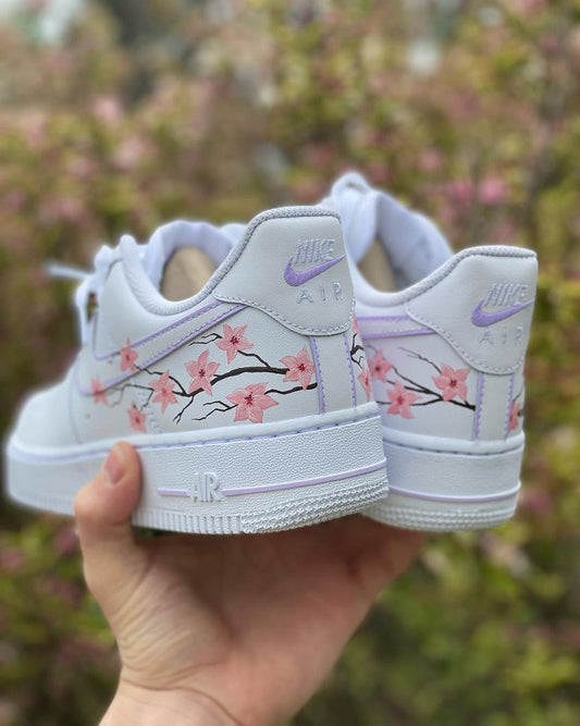 Custom Air Force 1 White With Cherry Blossom Patterns