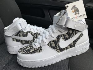 Custom Air Force 1 White With Dior Pattern Mid