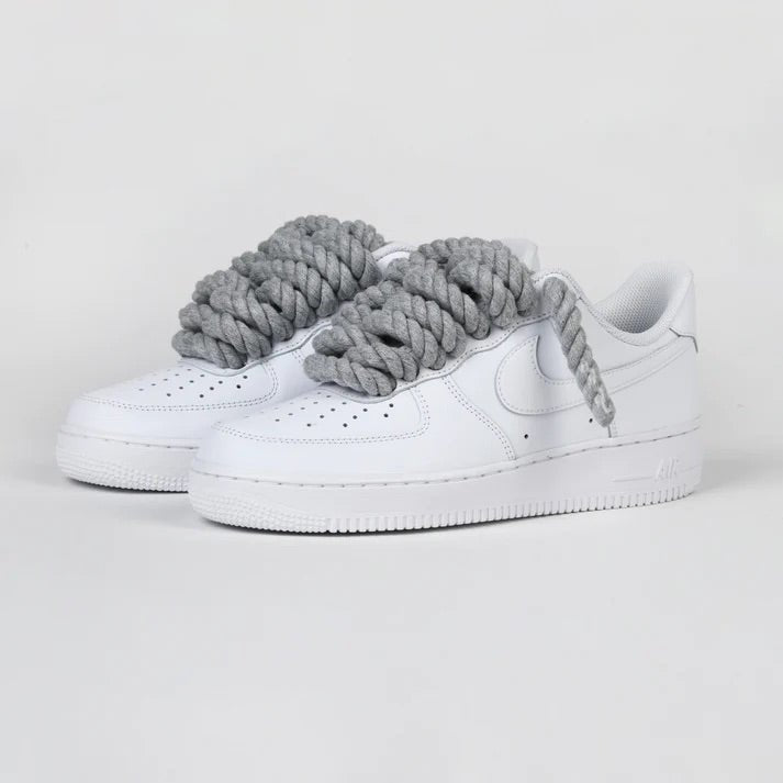 Custom Air Force 1 White With Grey Rope