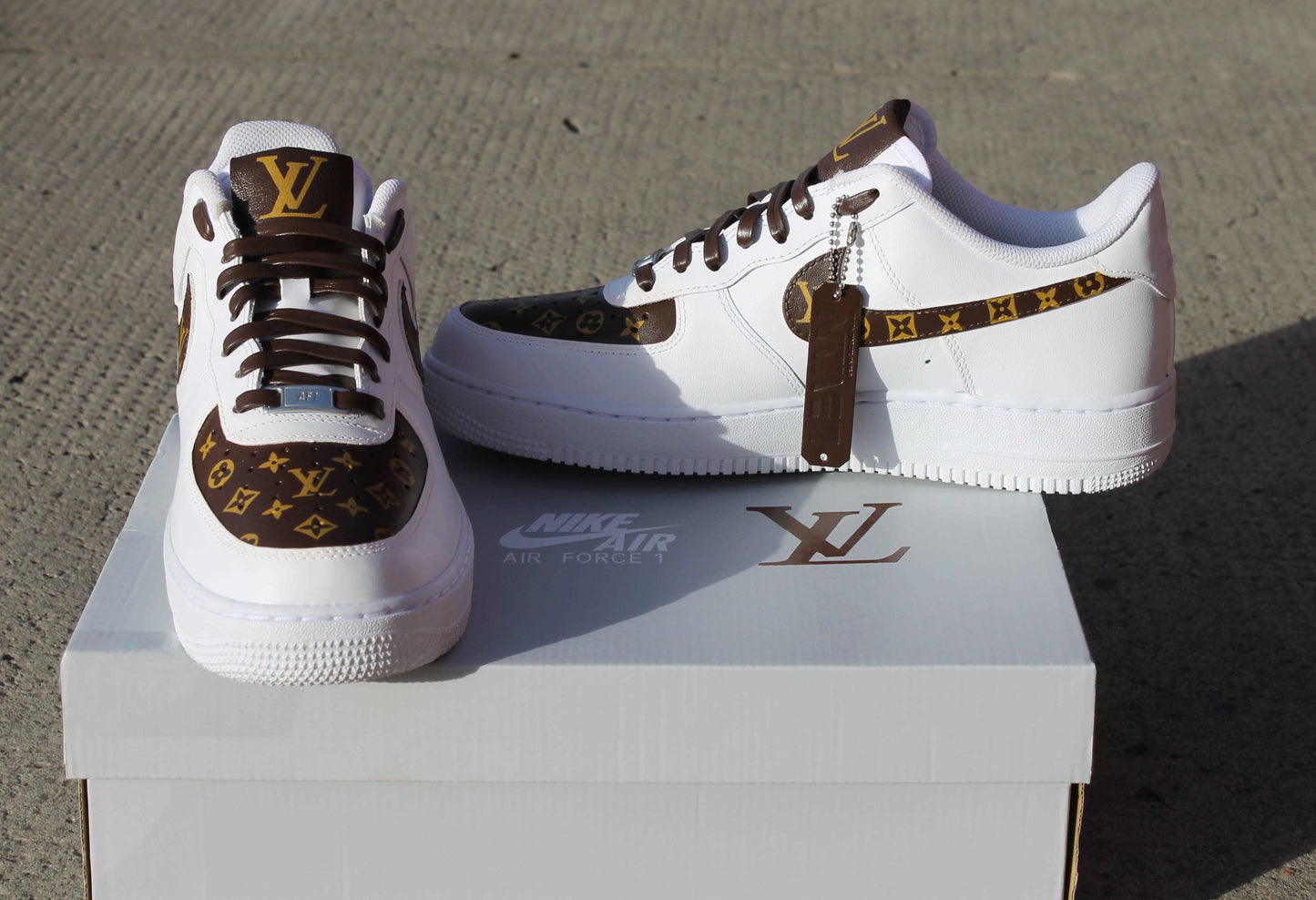 Custom Air Force 1 White With LV Pattern