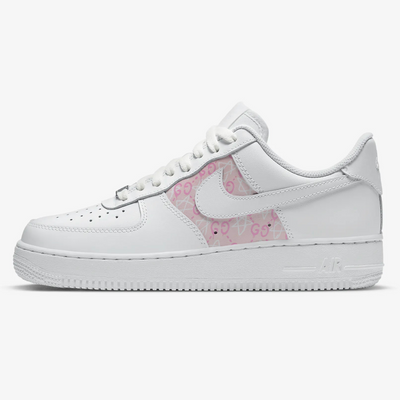 Custom Air Force 1 White With Pink GG Pattern