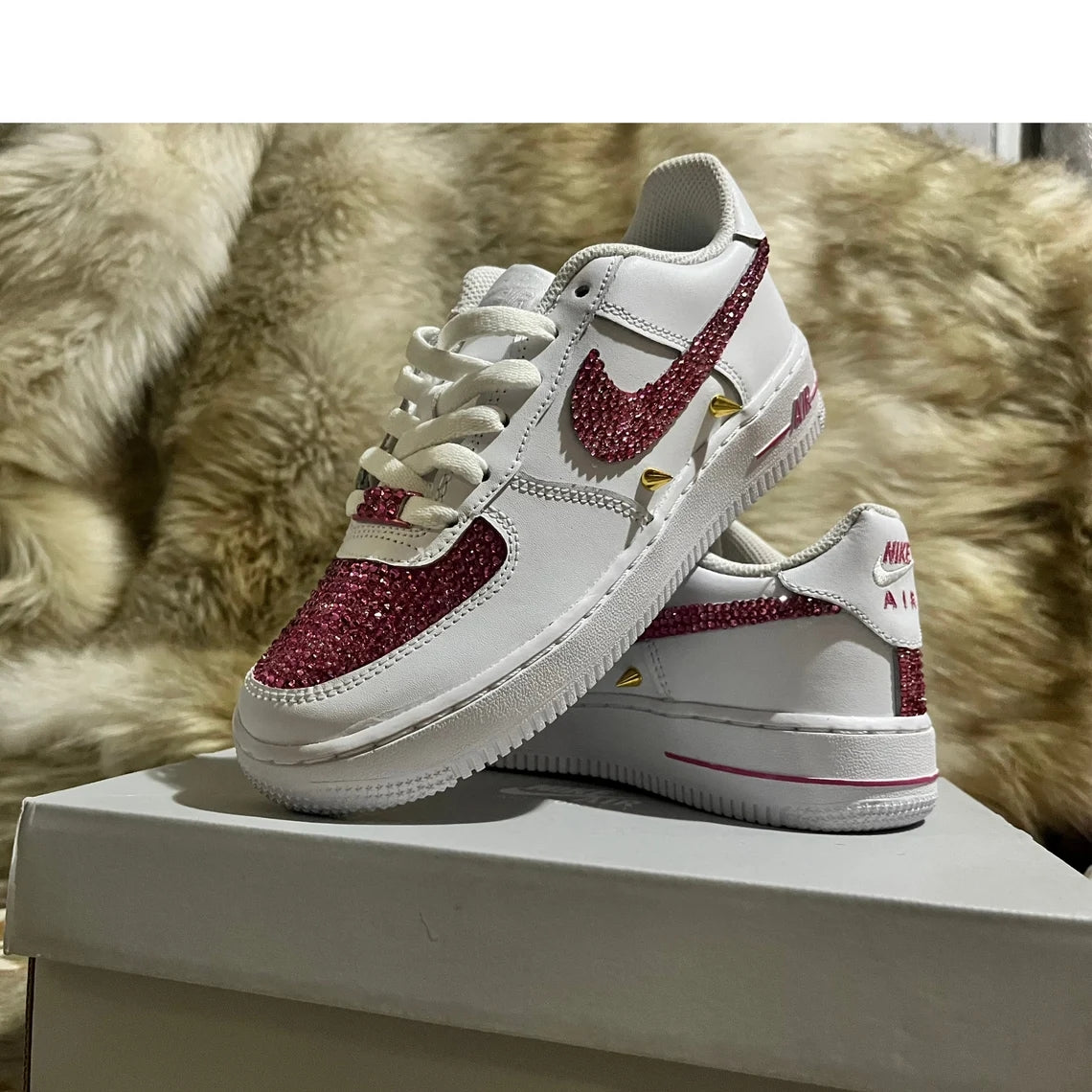 Custom Air Force 1 White with Pink Glitter