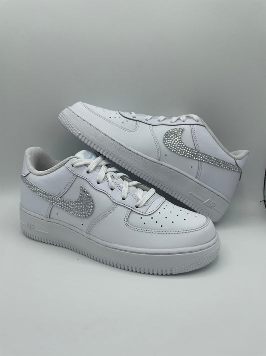 Custom Air Force 1 White With Rhinestones And Heart - like Patterns
