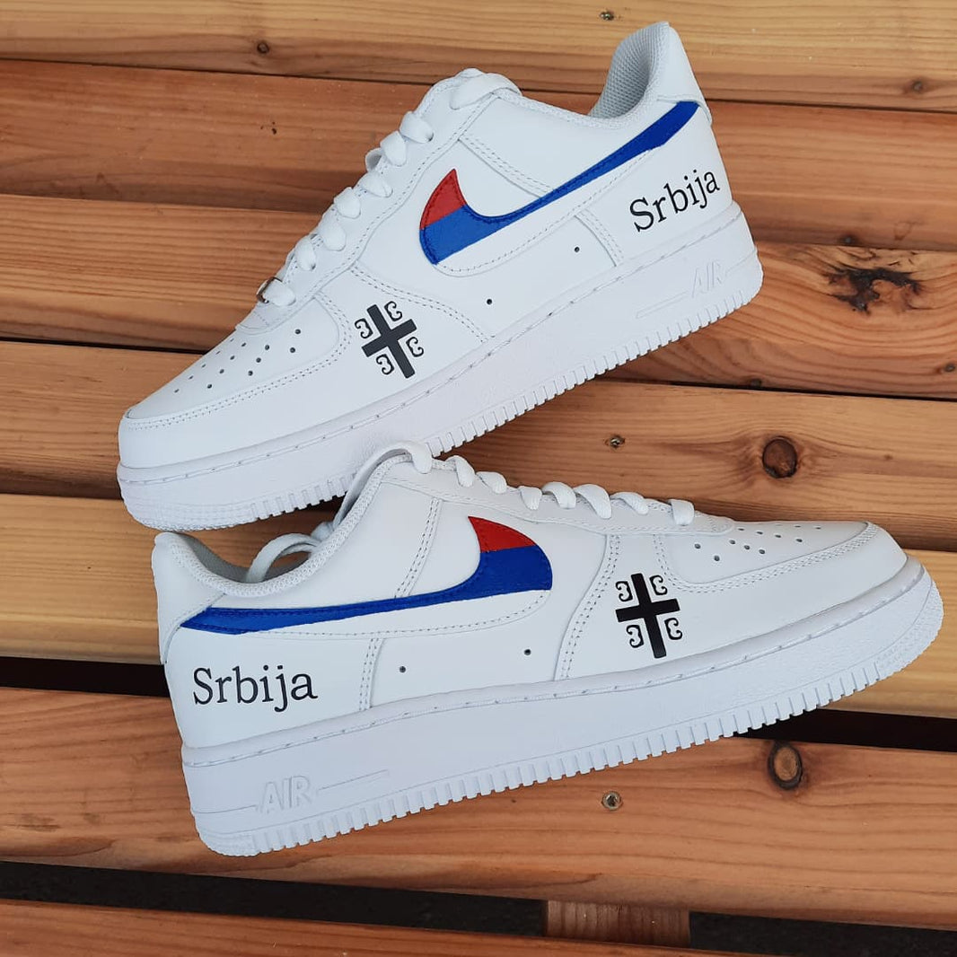Custom Air Force 1 White With Serbian Elements And Flag
