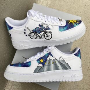 Custom Air Force 1 White With Space - themed Cartoon Characters