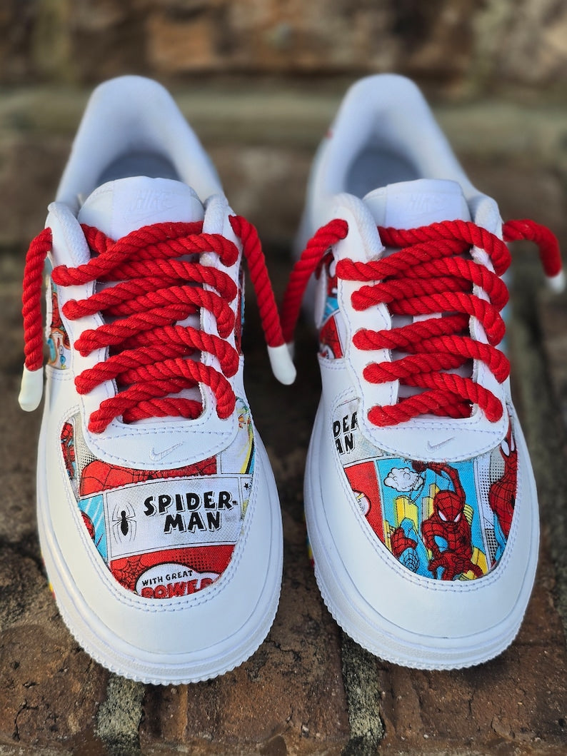 Custom Air Force 1 White With Spider Man Comic Pattern