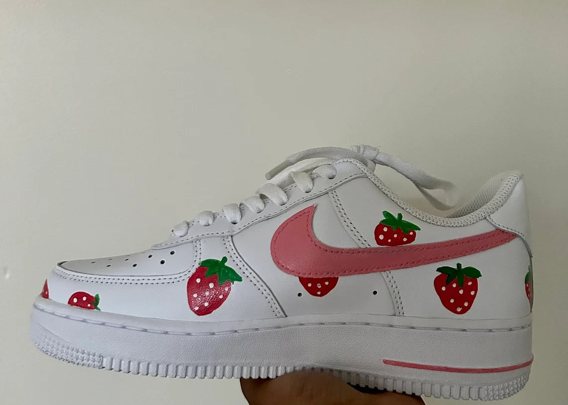 Custom Air Force 1 White with Strawberry Pattern