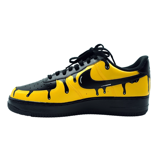 Custom Air Force 1 Yellow Black Drip Pattern