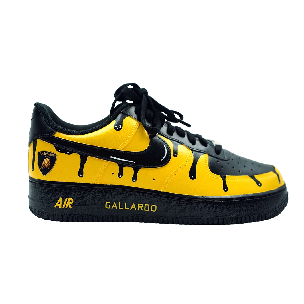 Custom Air Force 1 Yellow Black Drip Pattern