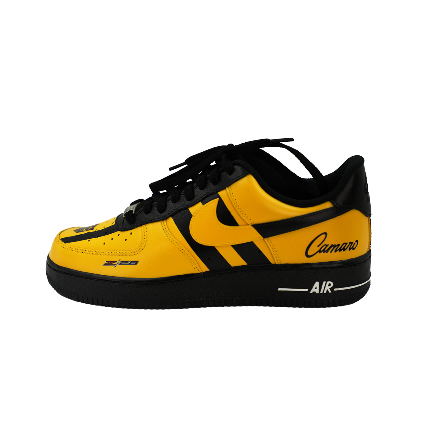 Custom Air Force 1 Yellow Black Stripes Camaro Logo