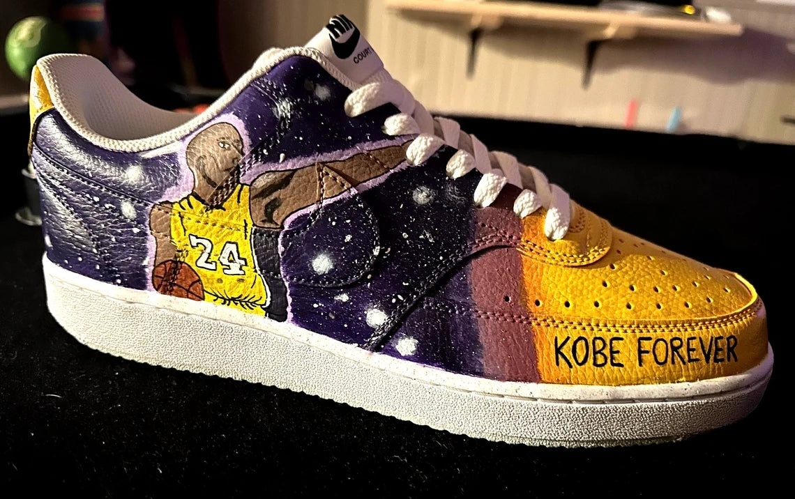 Custom Air Force 1 Yellow Purple Kobe Bryant Tribute Design