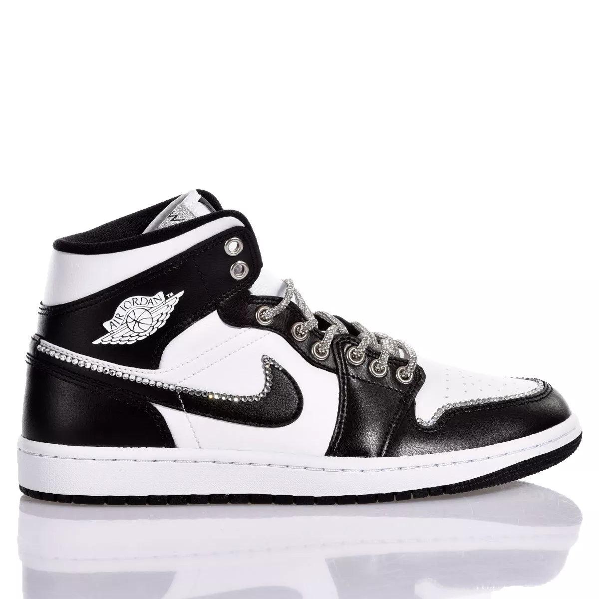 Custom Air Jordan 1 Black and White Rhinestones