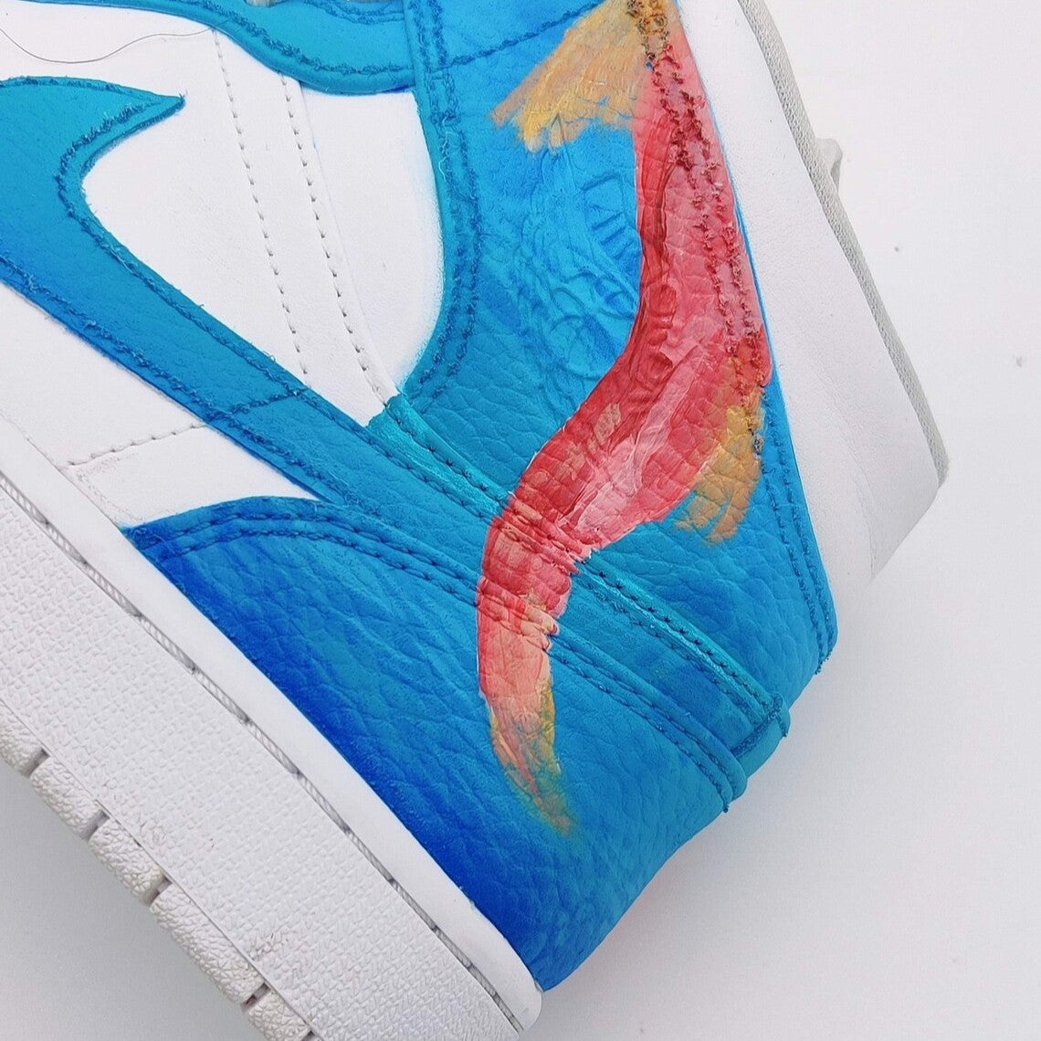 Custom Air Jordan 1 Blue White Fish Pattern