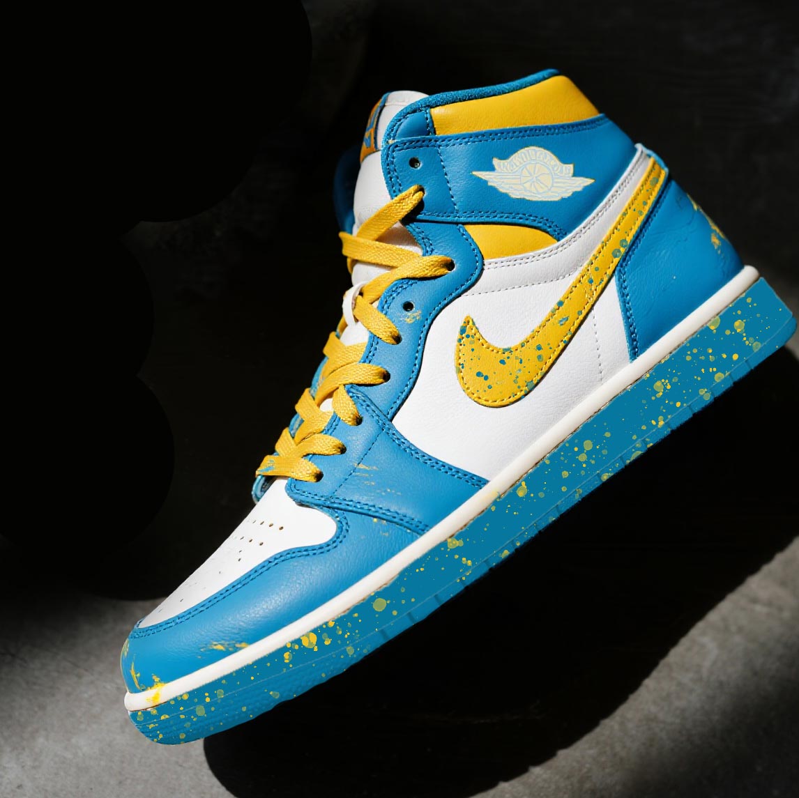 Custom Air Jordan 1 Blue White Yellow Splatter High