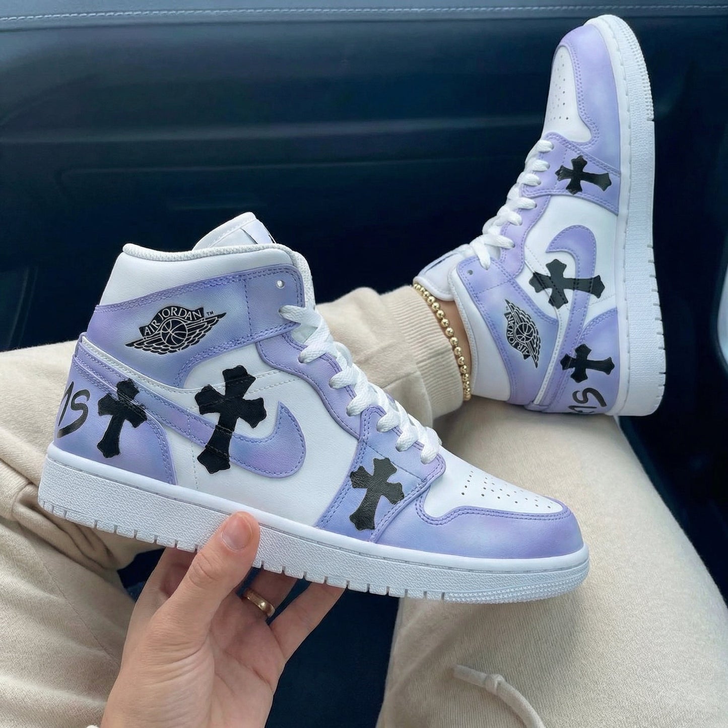 Custom Air Jordan 1 Purple Black Crosses