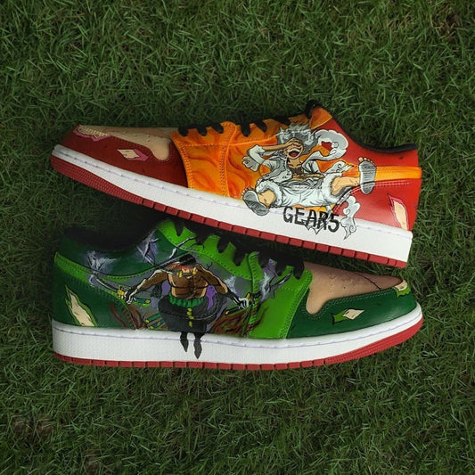 Custom Air Jordan 1 Red Green One Piece Theme