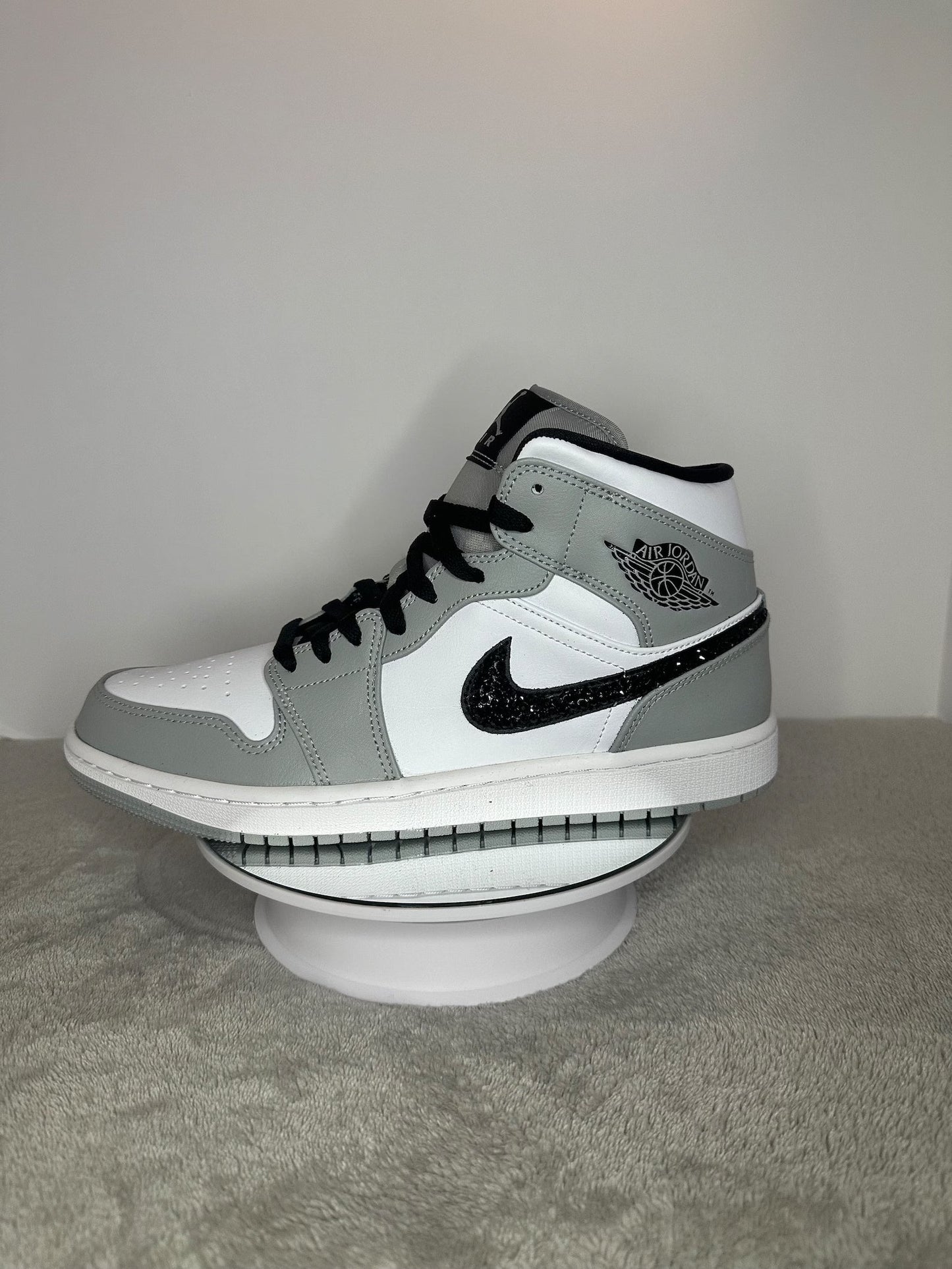Custom Air Jordan 1 White Grey Black Glitter