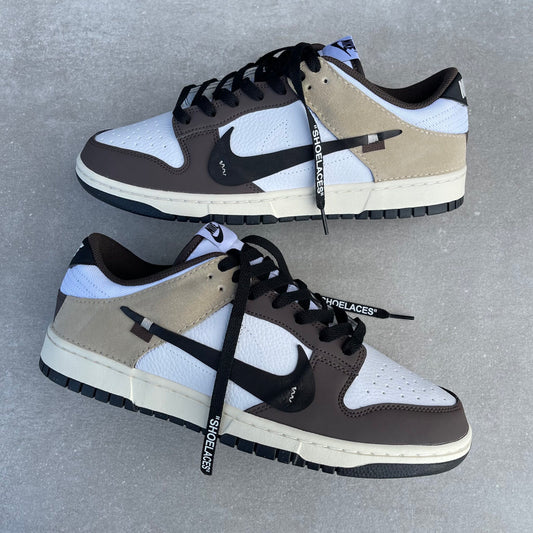 Custom Dunk White Brown Black