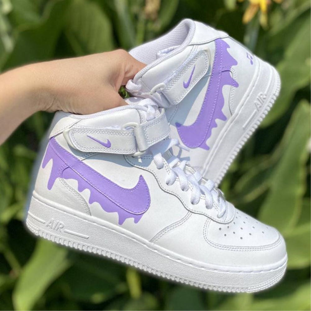 Purple Dripping Custom Sneakers Air Force 1 Mid