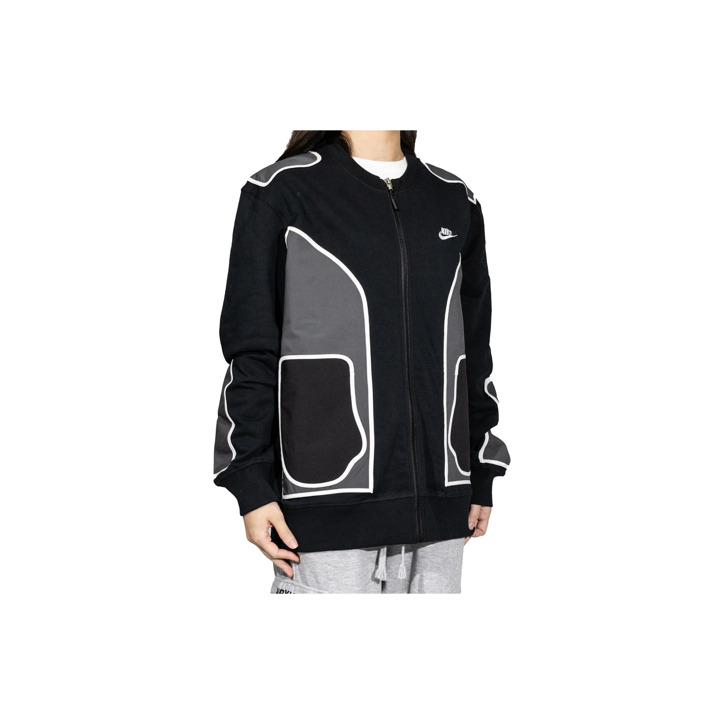Custom Nike Sweatshirt Black Gray White Outline Design