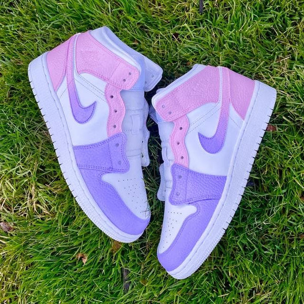 Dreamy Baby Pink and Mystical Purple Custom AJ 1s Shoes