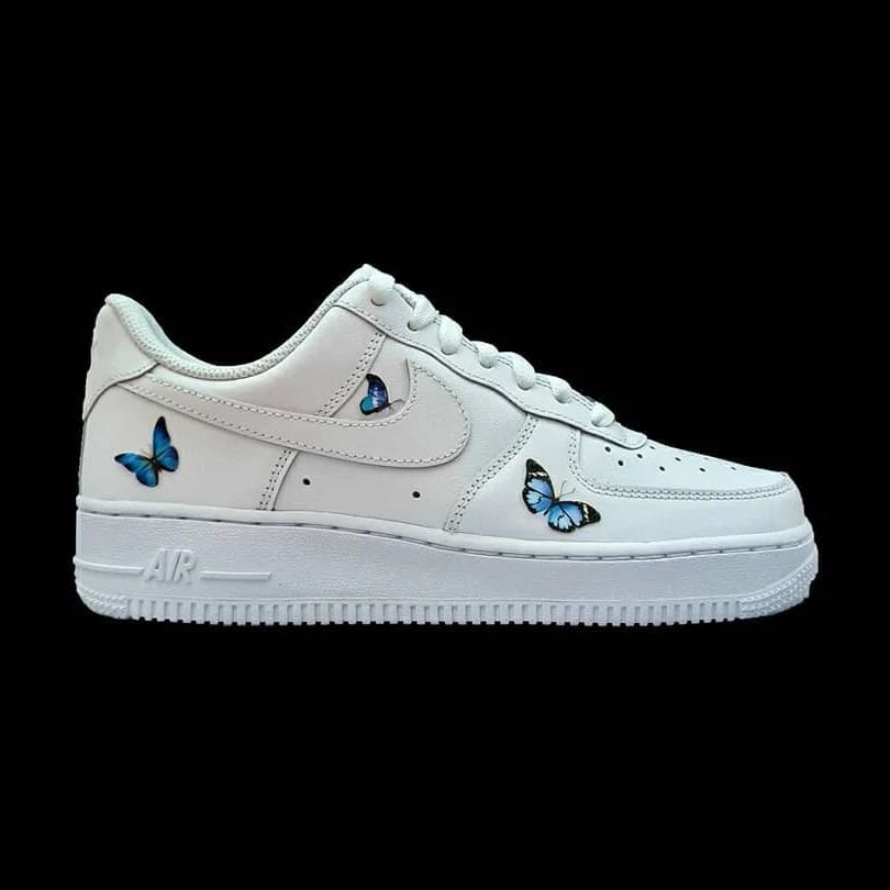 Dreamy Blue Butterfly Texture Custom AF 1s Shoes