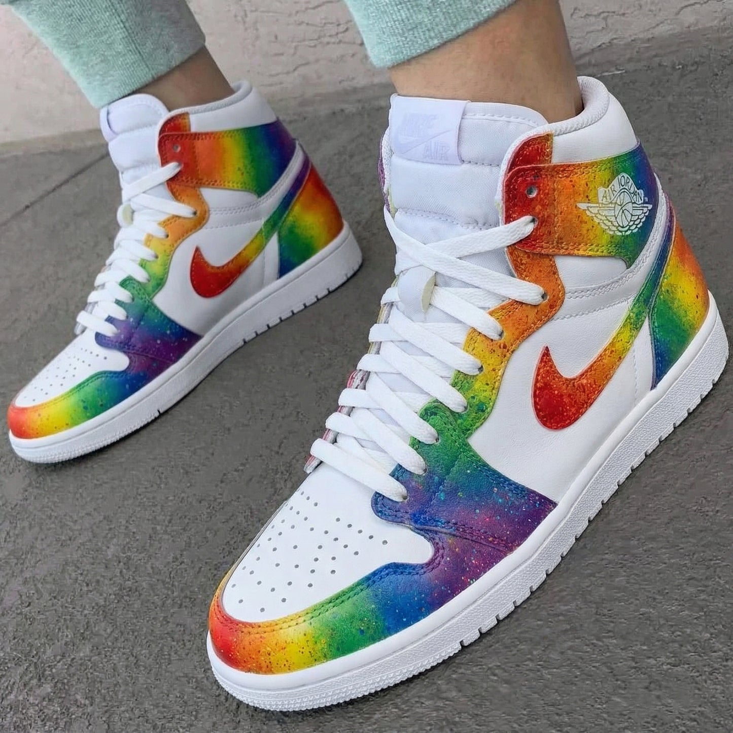 Dreamy Rainbow Motif Custom AJ 1s Shoes