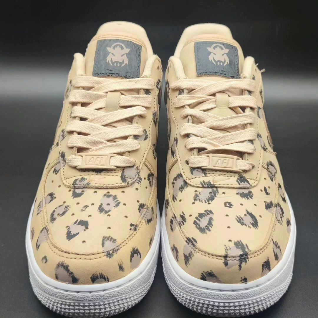 Elegant Beige Black Leopard Design Custom AF 1s Shoes