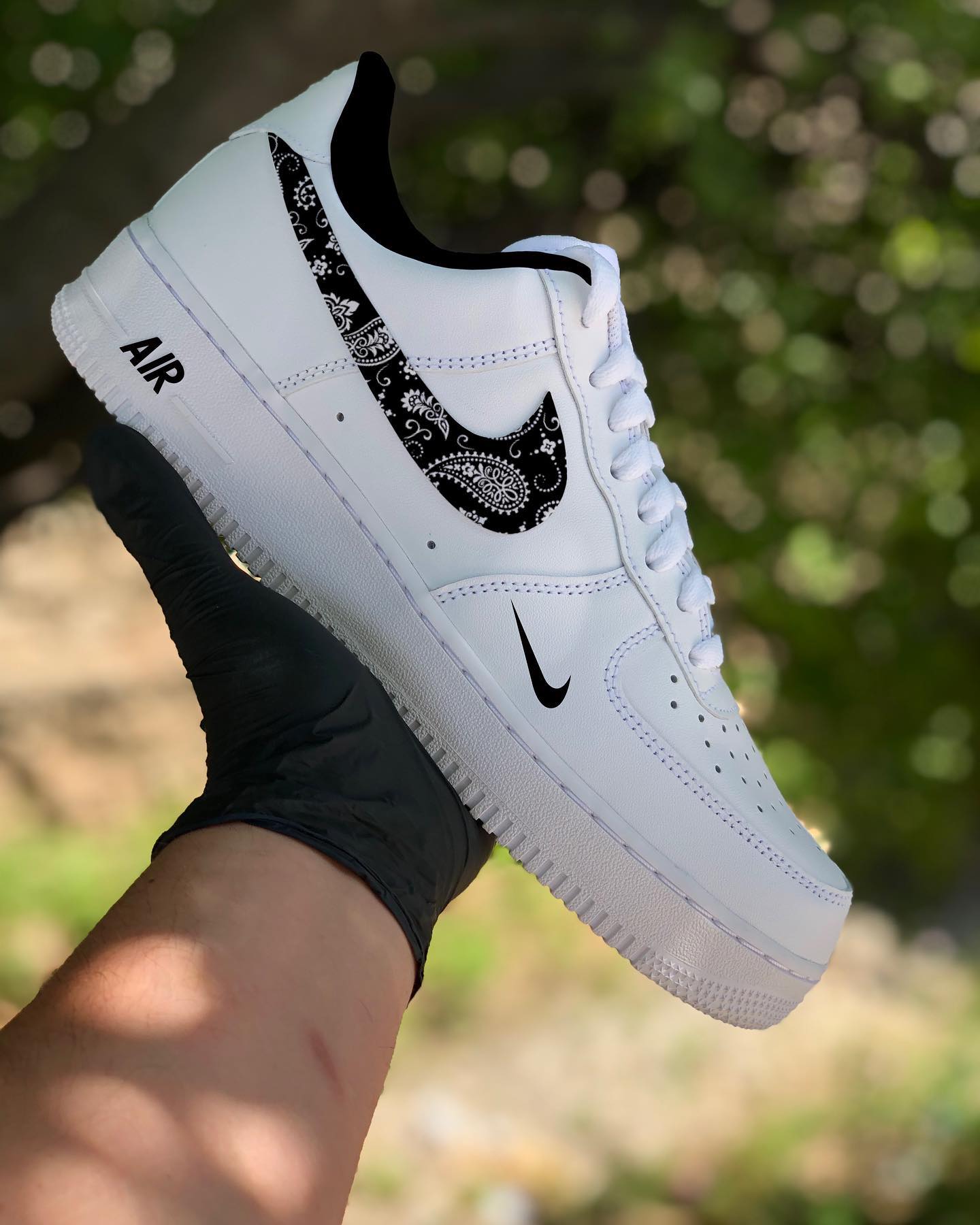 Elegant Black Paisley Custom AF 1s Shoes