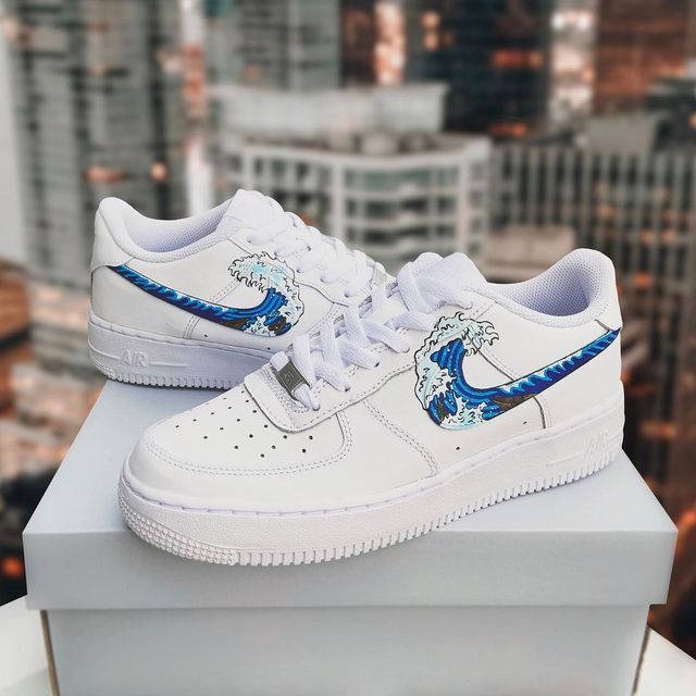 Fresh Blue Wave Custom AF 1s Shoes
