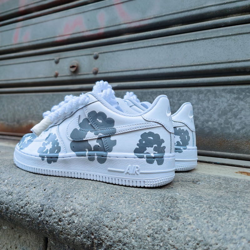 Hand Painted Grey Floral Custom Air Force 1 Sneakers