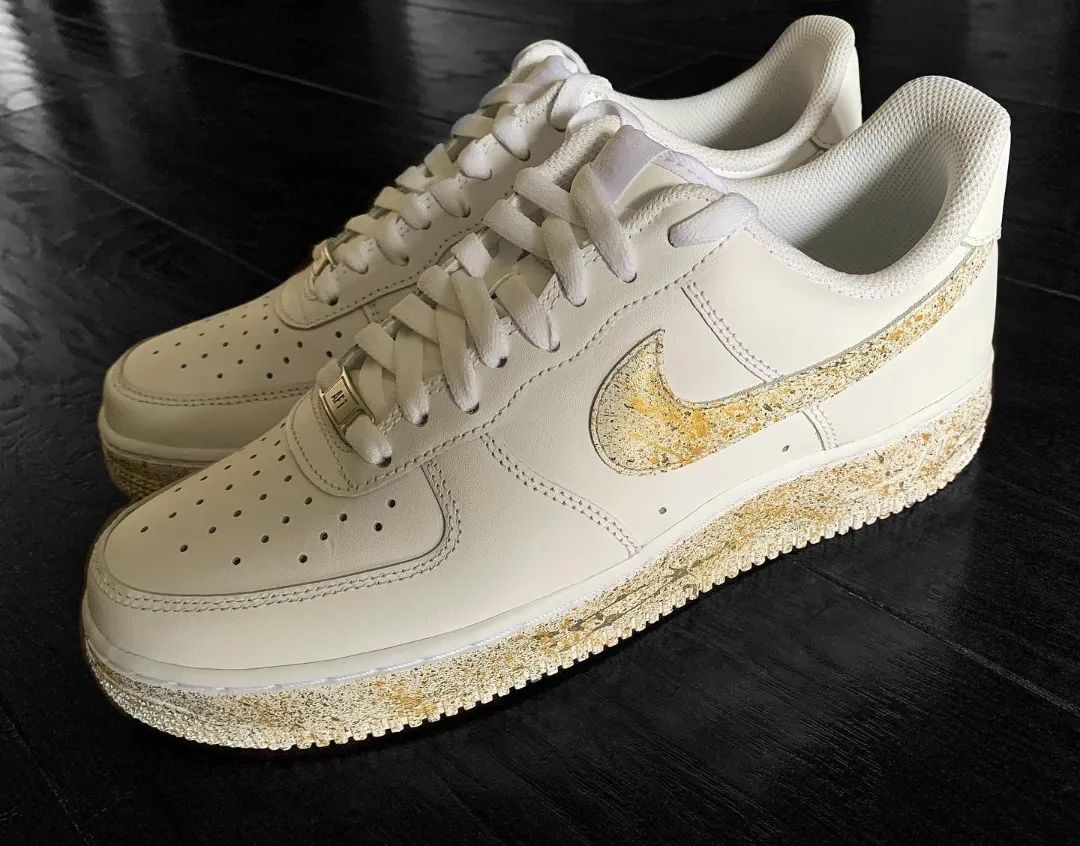 Gold Flecks with Speckled Effect Custom AF 1s Shoes