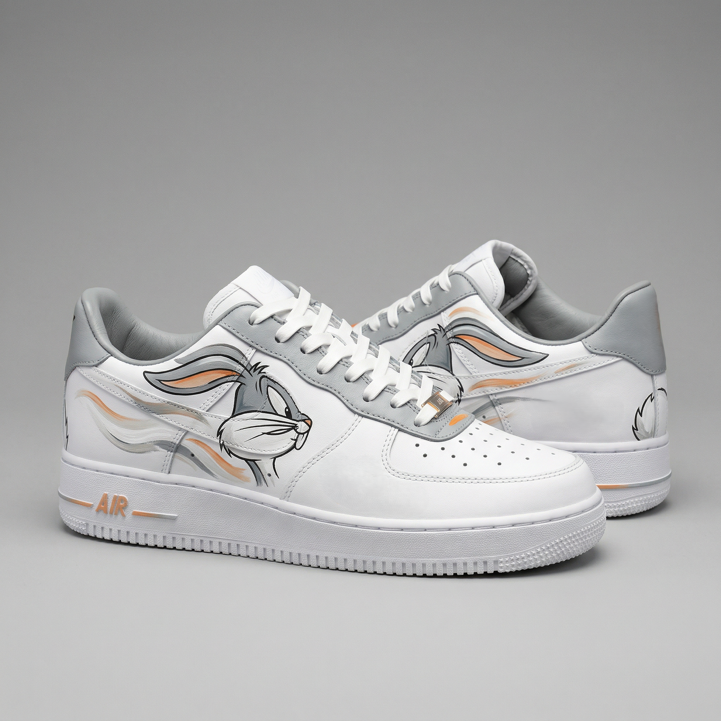 Gray Orange Bugs Bunny Pattern Custom AF 1s Shoes
