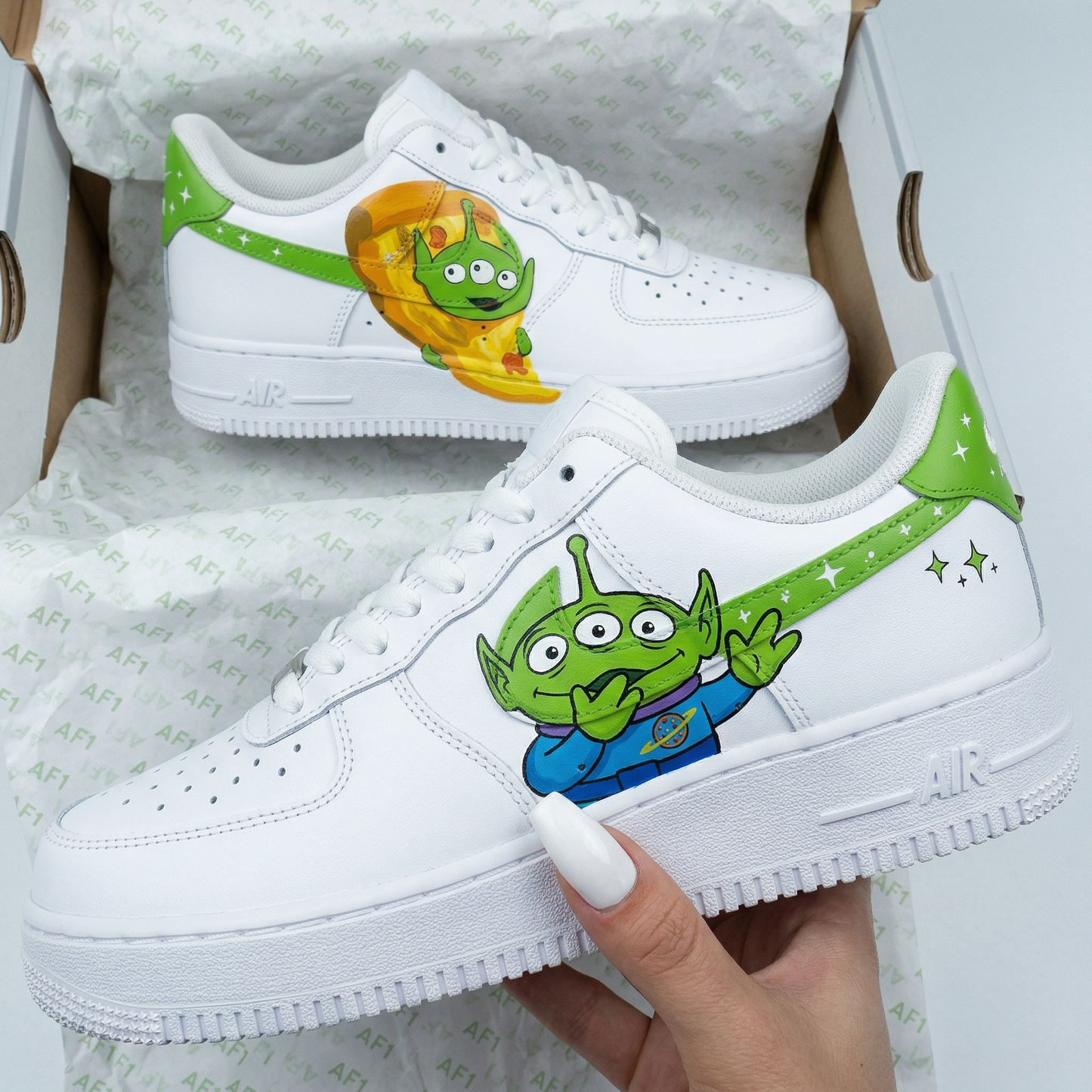 Green Blue Orange Toy Story Aliens Custom AF 1s Shoes