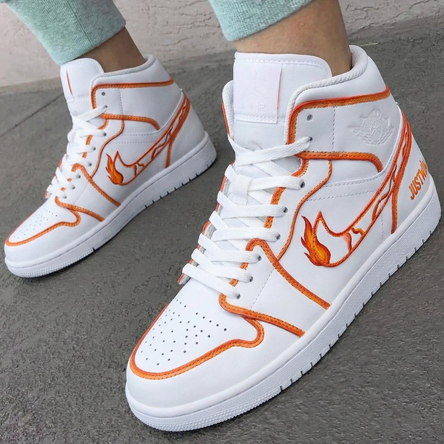 Hot-Blooded Orange Flame Custom AJ 1s Shoes