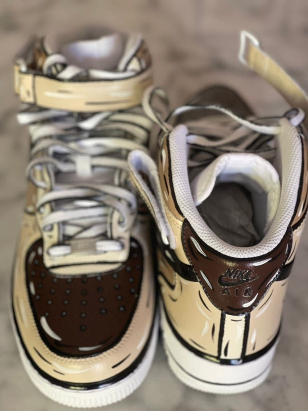 Cartoon Beige Doodle Custom Sneakers Air Force 1