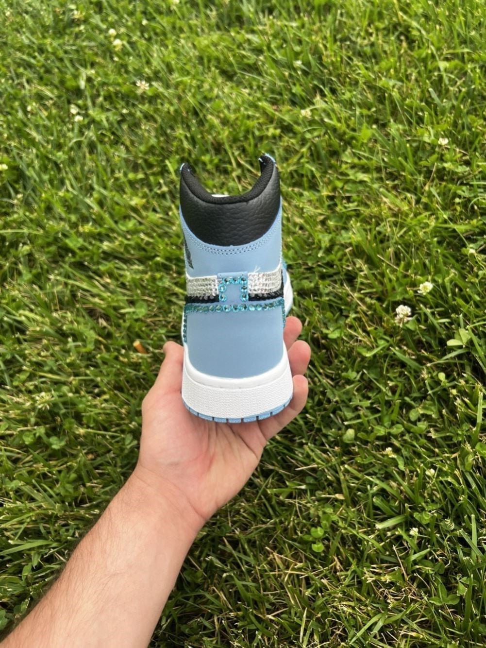 Blue Rhinestones Custom Sneakers Air Jordan 1