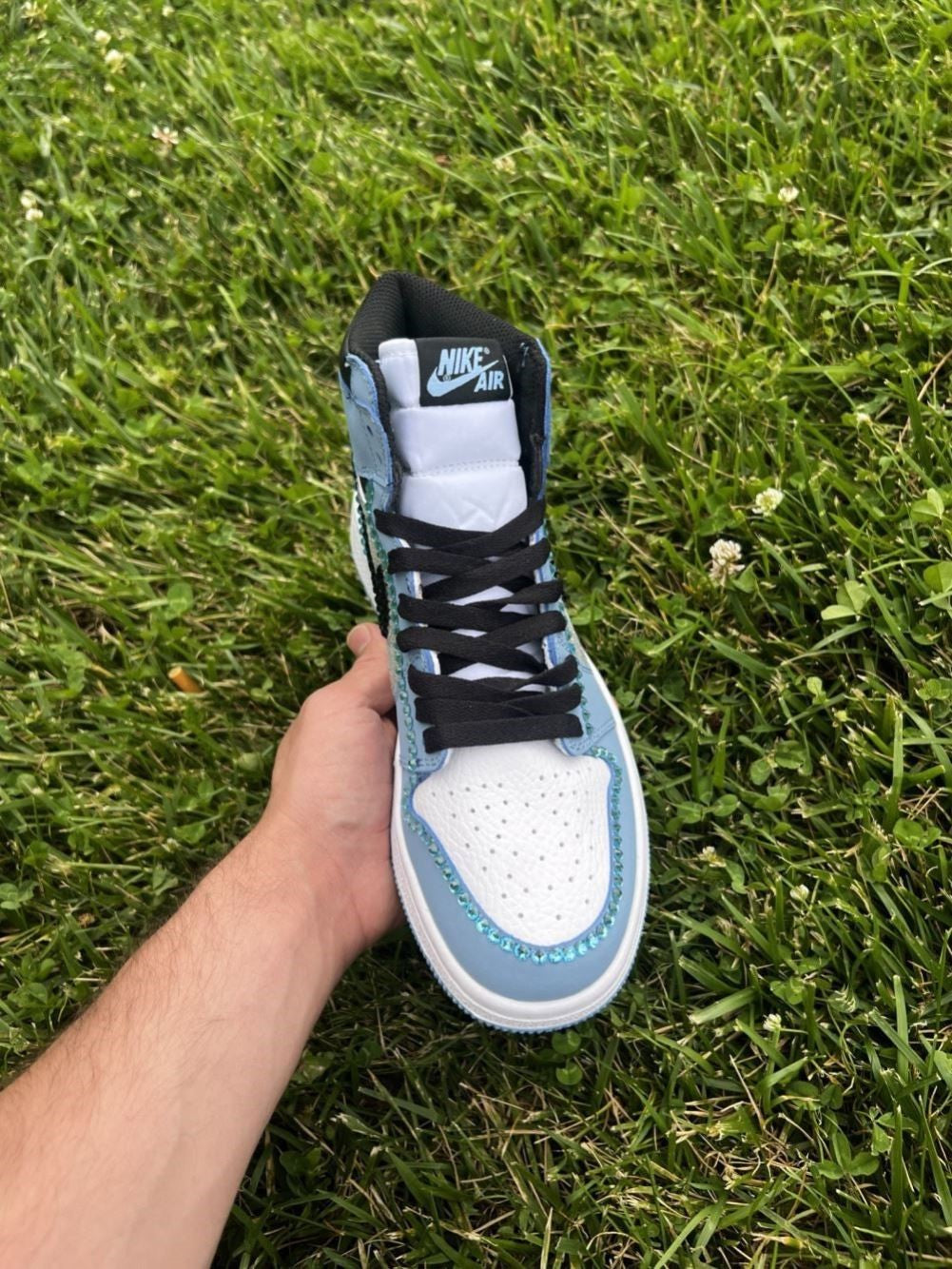 Blue Rhinestones Custom Sneakers Air Jordan 1