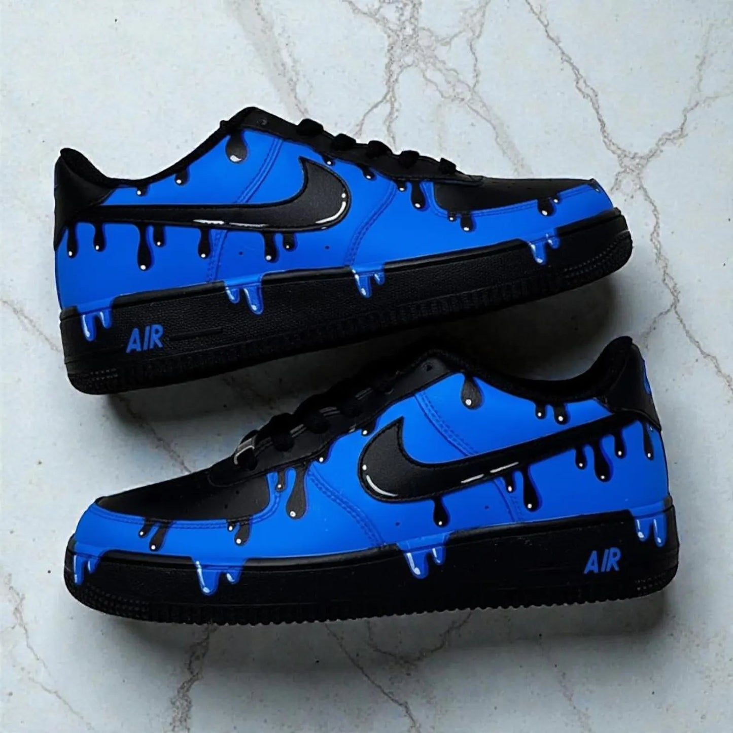 Hand Painted Blue Black Drip Custom Air Force 1
