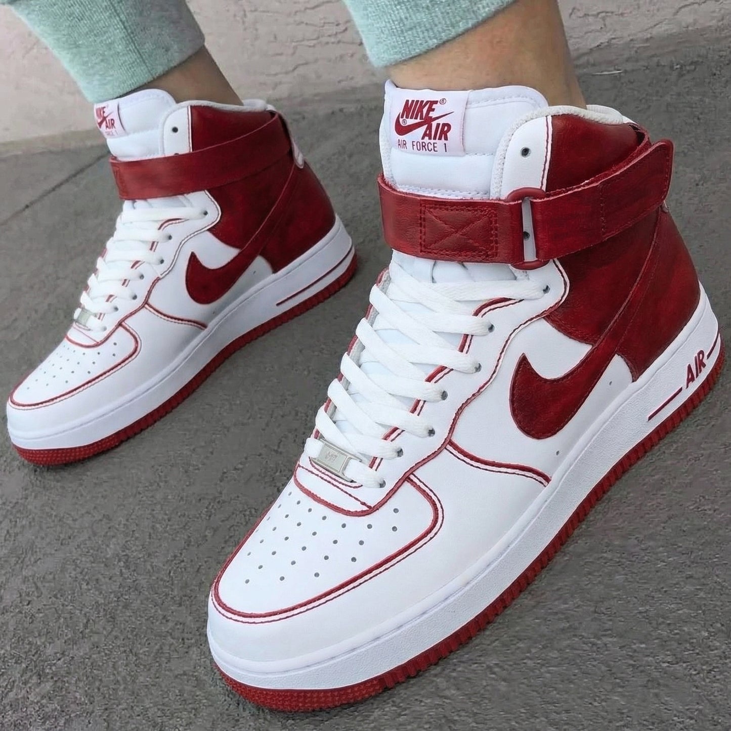 Immortal Classic Red White Design Custom AF 1s Shoes