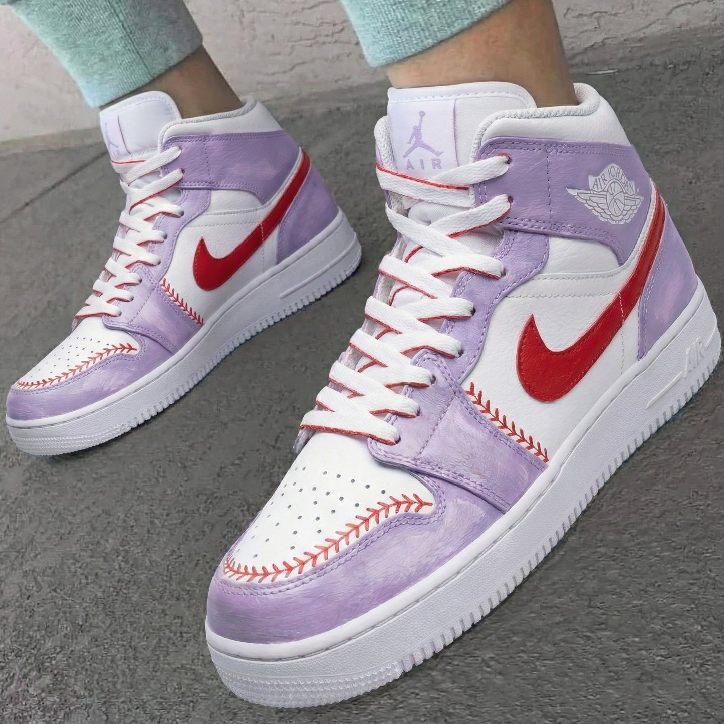 Lavender Baseball Custom AJ 1s Shoes