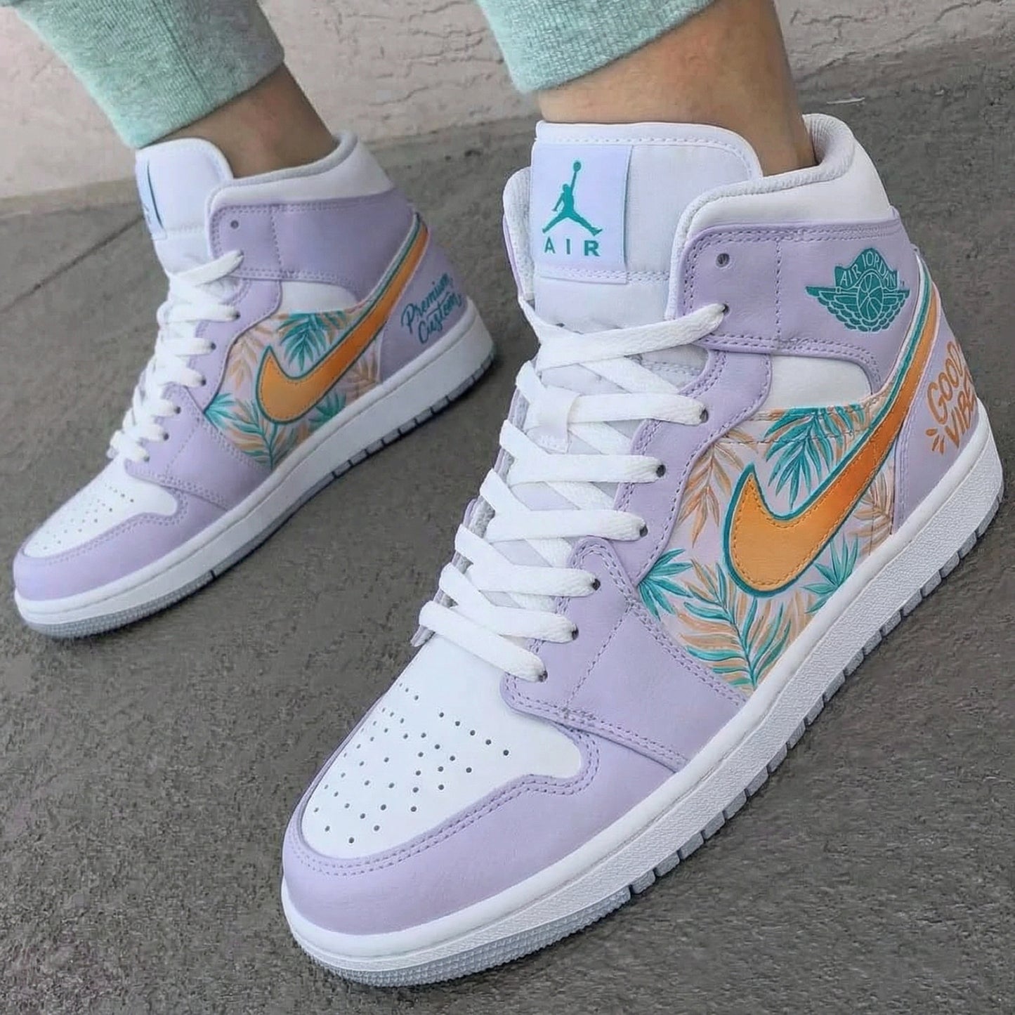 Lavender Palm - Pattern Custom AJ 1s Shoes