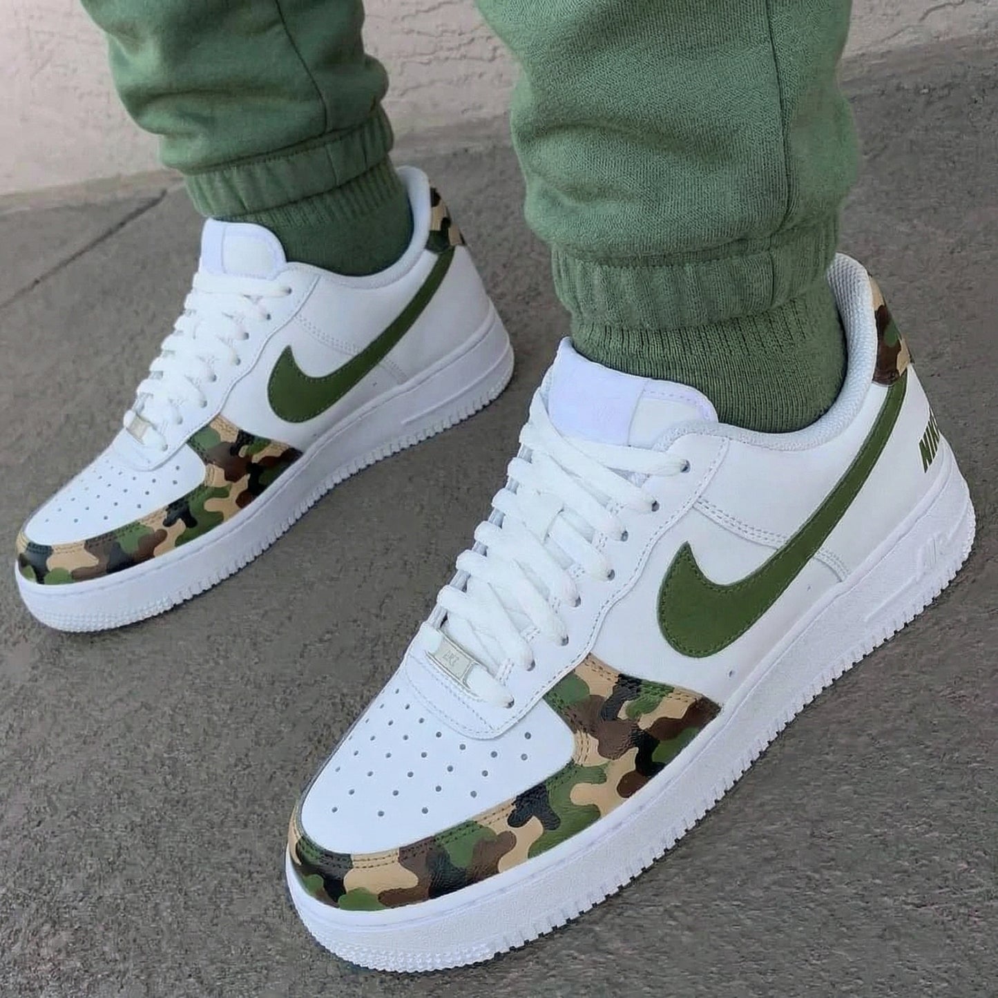 Military Green Camo Custom AF 1s Shoes