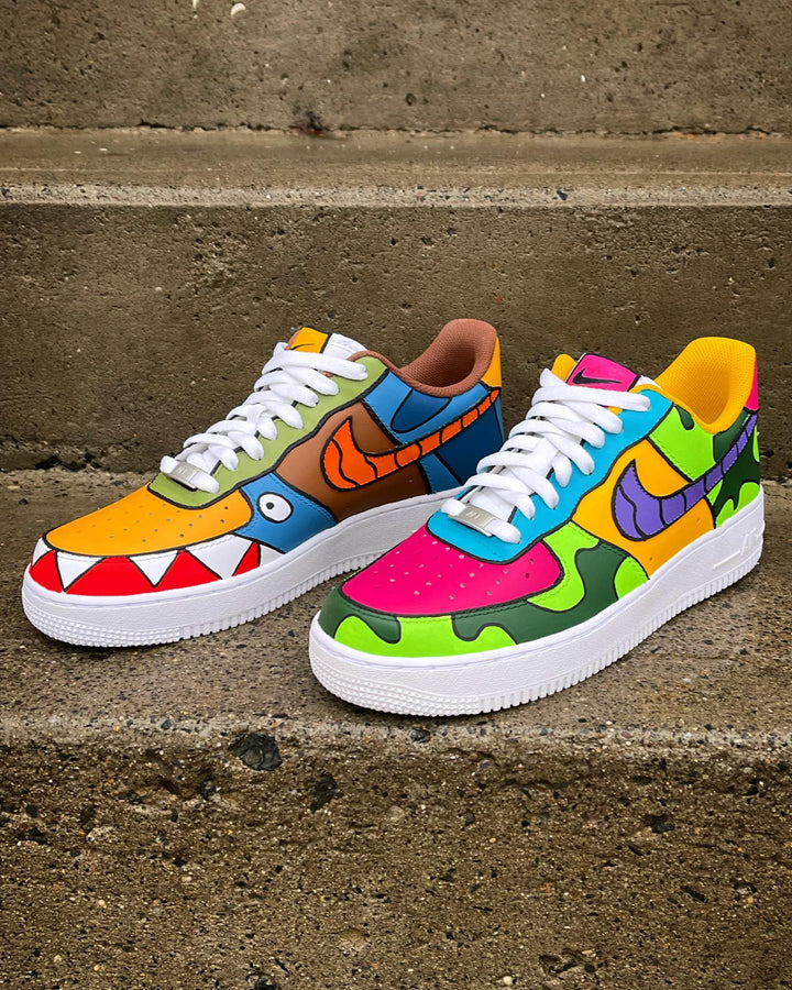 Multi - colored Cartoon Custom AF 1s Shoes