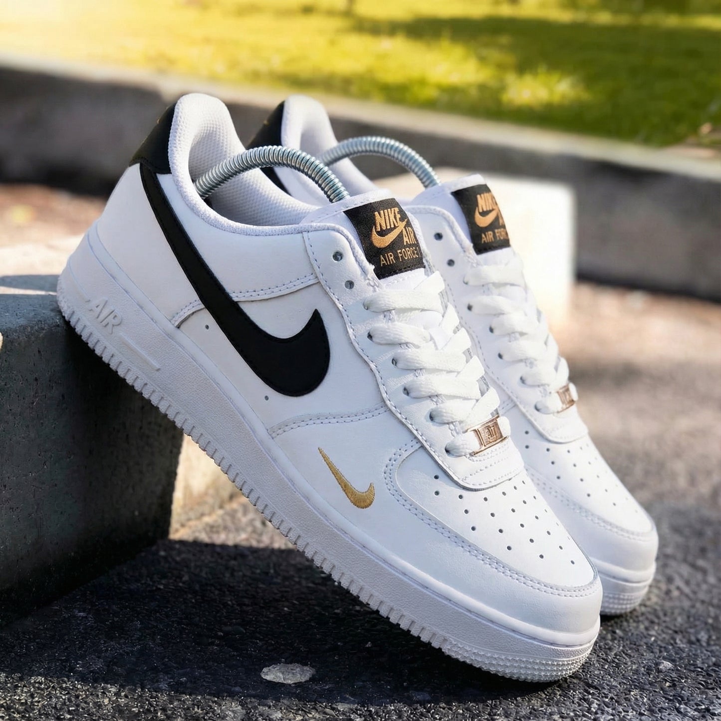 Mysterious Black Gold Custom AF 1s Shoes